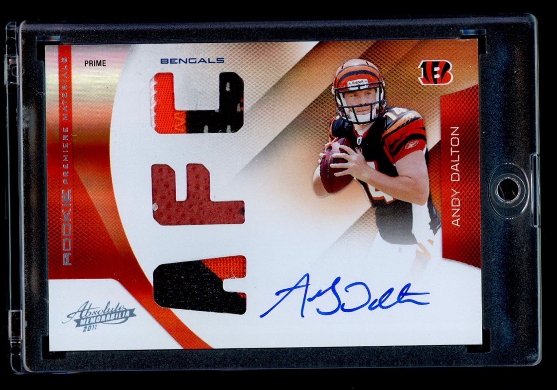 2011 Panini Absolute Andy Dalton Rookie On Card Triple Patch AFC Auto RPA /25