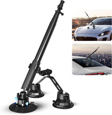 Triple Suction Cup Car Mount for Action Cameras with 67 Inch Extension Pole