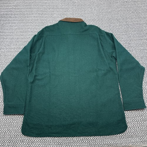 VTG Woolrich MENS LARGE Forest Green Wool Button Up Shirt Padded Elbow USA - Picture 3 of 7