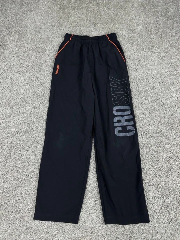 Pantalones de chándal Reebok Crosby SC87 juveniles 10 negro naranja ribete atlético hockey Foto 2 de 4