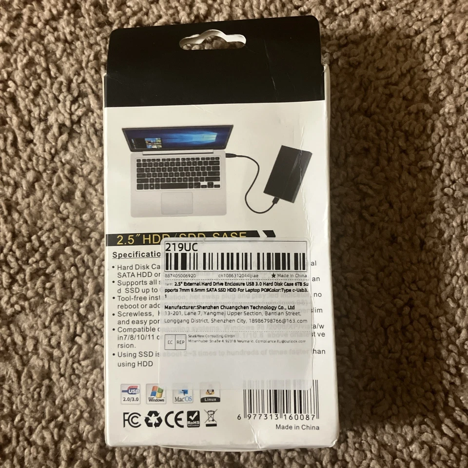 CAJA DISCO DURO EXTERNO-USB3.0/3.1. Soporta disco duro Sata Ssd de 6 TB de 7 mm 9,5 mm Foto 2 de 2