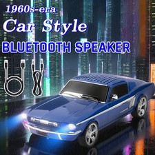 Rechargeable Car Style Portable Bluetooth Speaker FM Radio AUX USB TWS LED Light