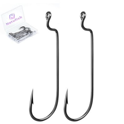 EWG Hooks for Bass Fishing,50Pcs/100Pcs Texas Carolina Rig Hooks Worm 1/0_50pcs
