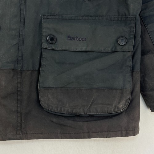 Barbour Woodburn Wax Jacket Mens Medium Navy Blue Leather Trim Classic Coat - 第 12/16 張圖片