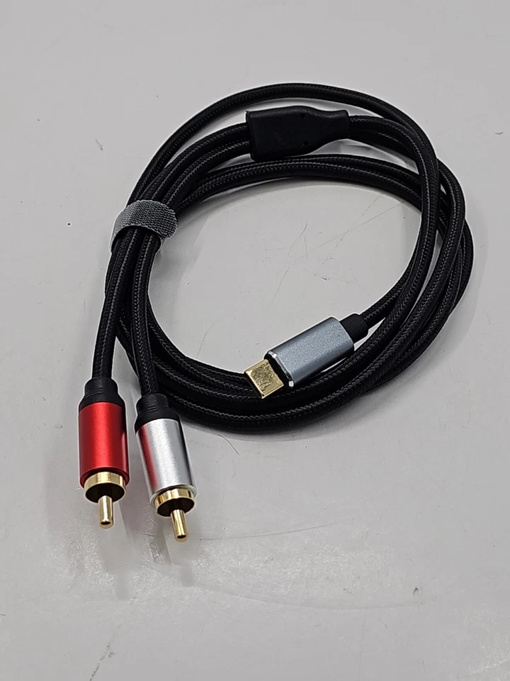 USB Type C to Dual RCA 2RCA Male Adapter Cable Stereo Audio/Video Cord 10 Feet - Image 4 of 4