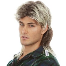 Blonde Mullet Wigs for Men 70s 80s Costumes Mens Fancy Party Accessory Cospla...