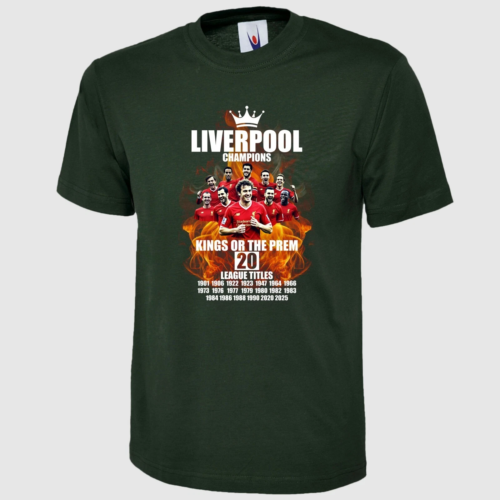 Liverpool Champions T Shirt Printed 20 Times League Winners Men Regular Fit Top