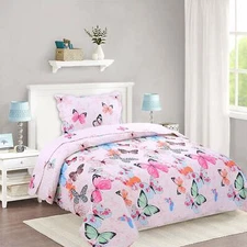 2pcs Kids Quilt Bedspread Comforter Set Throw Blanket for Quilt, A72 Butterfly