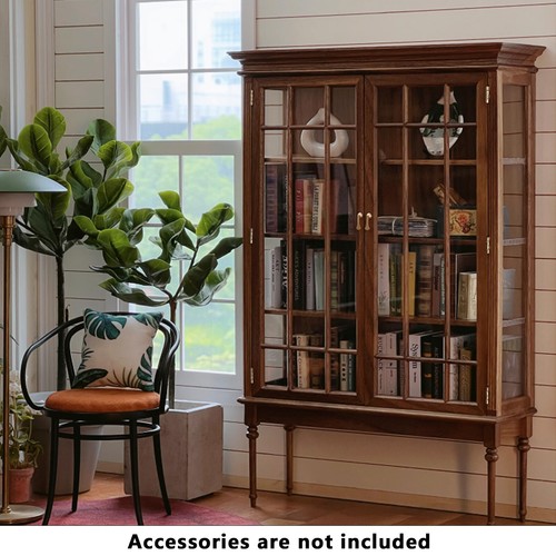 1/6 Scale Vintage Handmade Wood Glass Cabinet Display Bookcase Storage Miniature - Picture 15 of 24