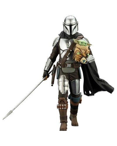 STAR WARS - Mandalorian & Grogu with Beskar Staff ArtFX+ Pvc Figure Kotobukiya - Picture 2 of 12