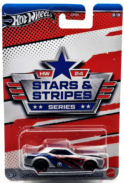 Hot Wheels Car Stars & Stripes Series Auto 2018 Doge Challenger Srt Demon 3/5-image
