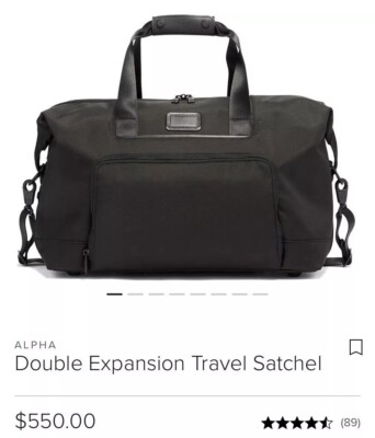 New Tumi Alpha 3 Collection Double Expansión Travel Satchel. Black $550