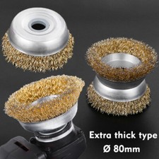 3pc x 80mm Heavy Duty Brass Steel Plated Wire Wheel Cup Brush Bowl Power Drill