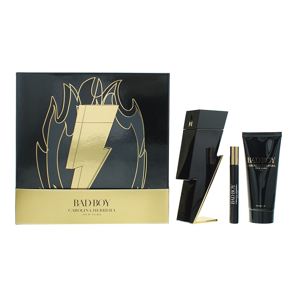 Carolina Herrera Bad Boy 100ml EDT Spray 3 Piece Gift Set - Image 2