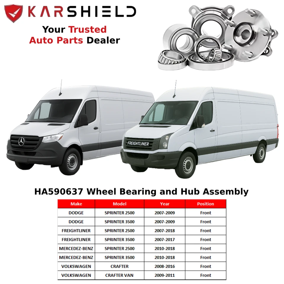 [2 PACK] Front Wheel Bearing & Hub| Dodge/Freightliner/Benz Sprinter 2500/3500 Foto 2 de 4