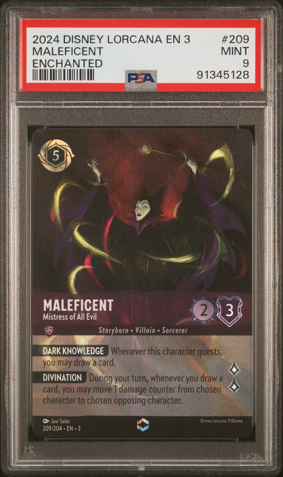 Disney Lorcana 2024 Inklands #209 "Maleficent - Enchanted" - PSA 9 - MINT