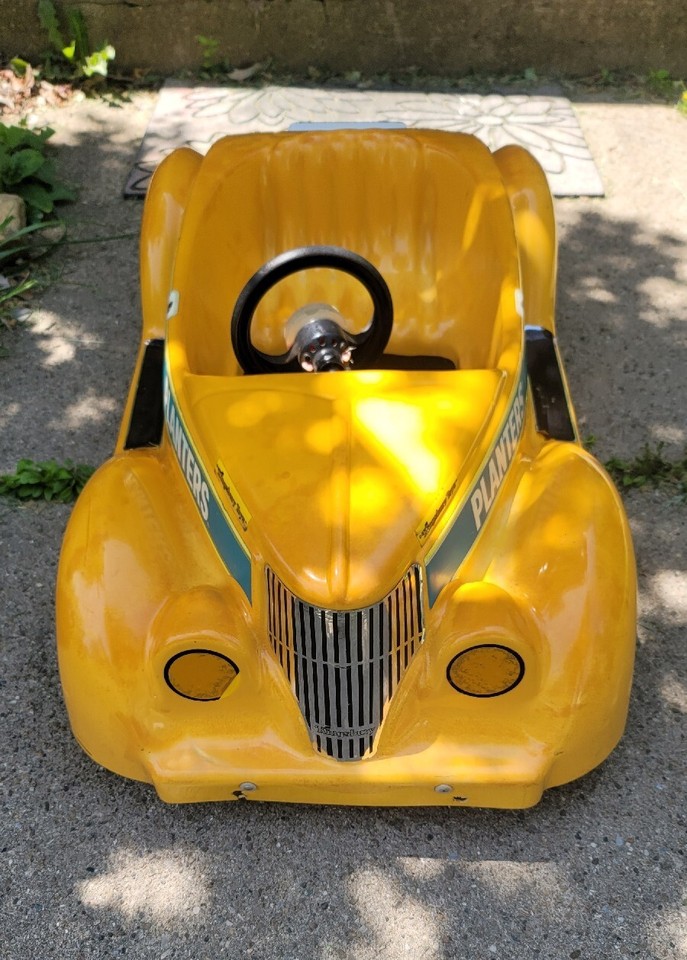 Vintage Kingsbury pedal car Roadster yellow planters peanut 30s 40s