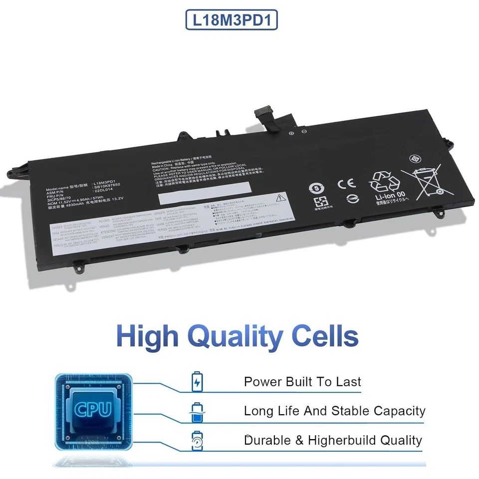 L18C3PD2 L18M3PD1 L18L3PD1 аккумулятор для LENOVO Thinkpad T14S T490S T495S 57Wh США - Изображение 4 из 4