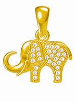 KettenanhäNger Gold Elefant 18K Vergoldet Mit Zirkonia Damen Herren AnhäNger