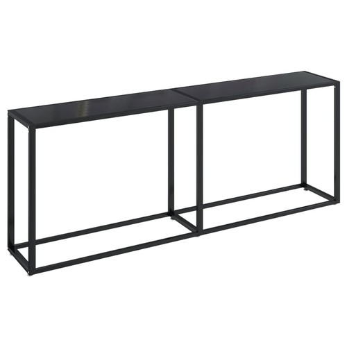 vidaXL Console Table Black 200x35x75.5cm Tempered Glass - Picture 2 of 7