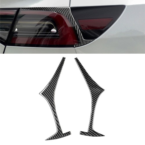 For Tesla Model 3 Y 17-22 Carbon Fiber Rear Tail Headlight Eyebrow Eyelid Cover  - Picture 1 of 7