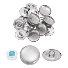 10 Sets Self Cover Button Kit 30L 0.75" 19mm with Wire Backs Aluminum Buttons