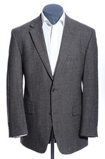 40R Calvin Klein Gray Worsted Wool Check Two-Button Sport Coat Blazer Jacket