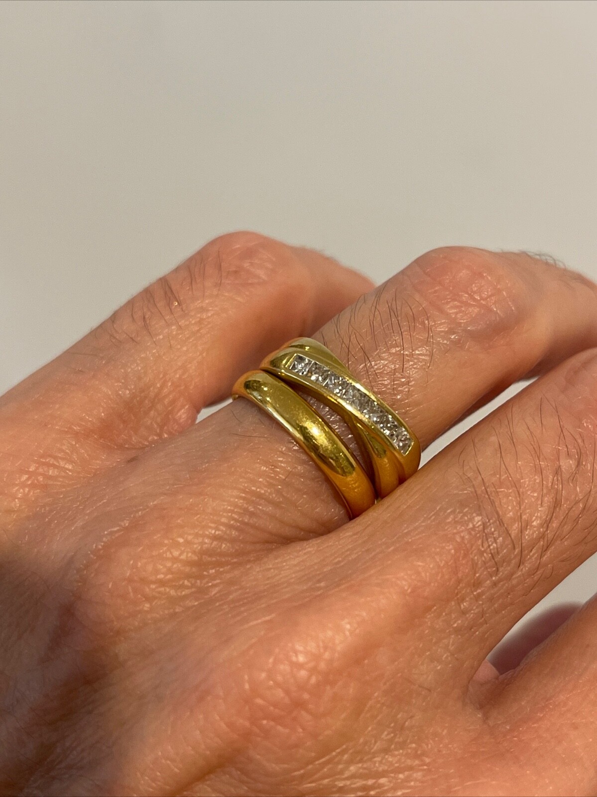 Gold Princess Cut Diamond Band - image 3