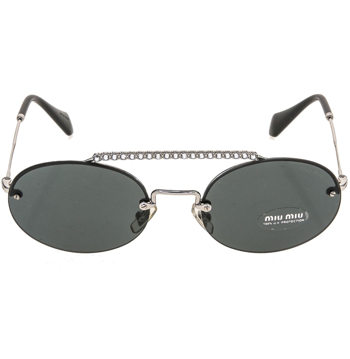 MIU MIU SOCIETE SMU60T CRYSTAL Black Silver Oval Rimless Special
