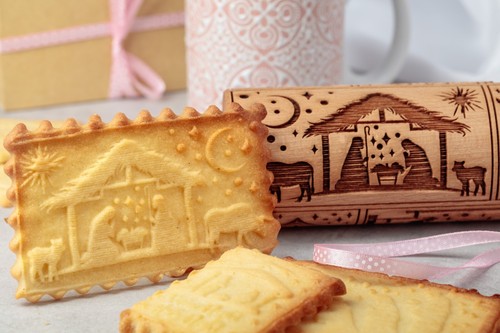 Nativity Embossed rolling pin Springerle cookie Mold Press Clay Pottery Stamps - Picture 13 of 18