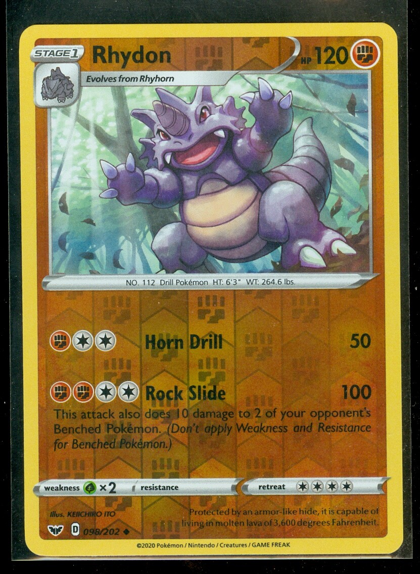 Pokemon RHYDON 098/202 Sword & Shield Rev Holo - - MINT | eBay