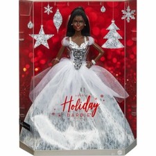 Barbie Signature 2021 Holiday Barbie Doll 12-Inch Brunette Braids In Silver Gown