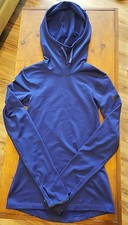 Nike Pro Dri Fit Women's Blue Long Sleeve Pullover XS Hoodie Blue Thumb Holes