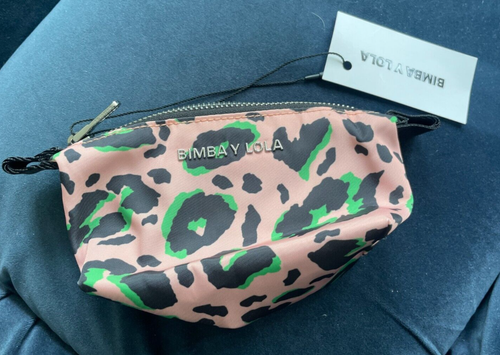 NEW BIMBA Y LOLA PINK LEOPARD PRINT SMALL MAKE UP BAG POUCH CASE  DUST BAG