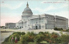 Lithograph** Washington DC Women in Dresses at Capitol Building 1910s