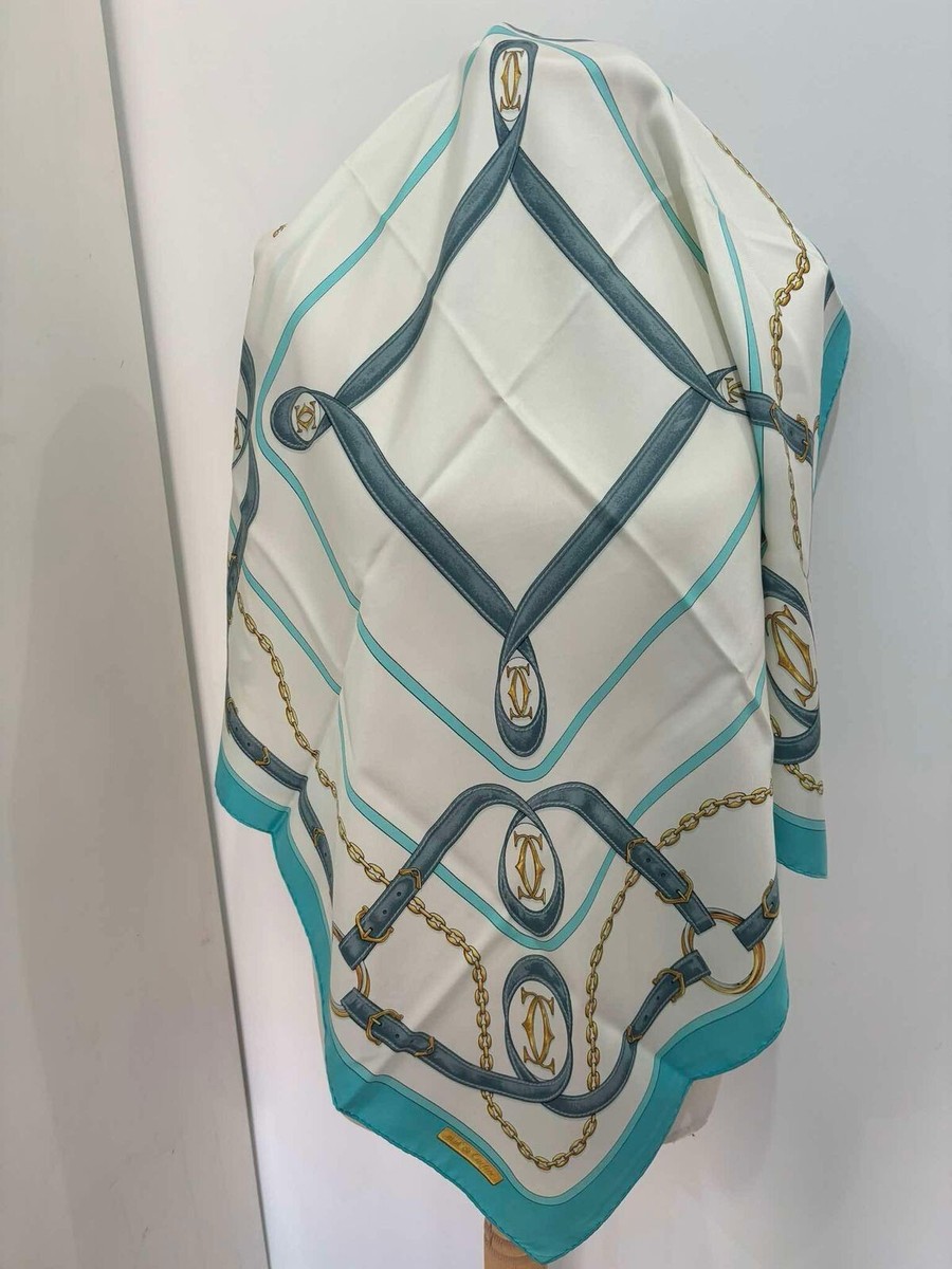 S20# Must de Cartier Silk blue scarf 34 inch | eBay