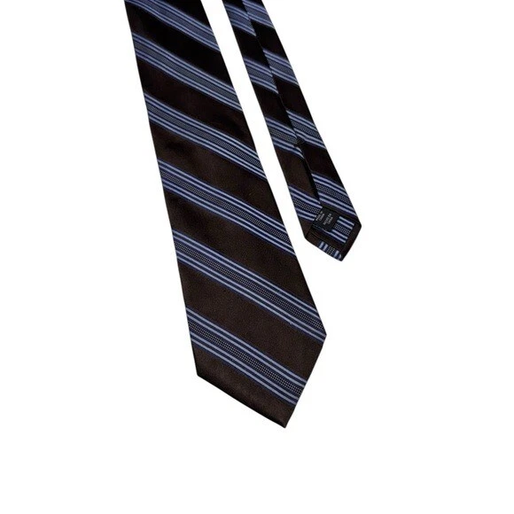 Jones New York Mens Silk Tie Quiet Luxury Old Money Formal Blue Brown - Image 2 of 4