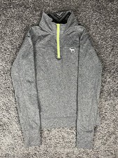Victoria Secret PINK Long Sleeve 1/4 Zip Pullover Speckled Gray Size M Medium