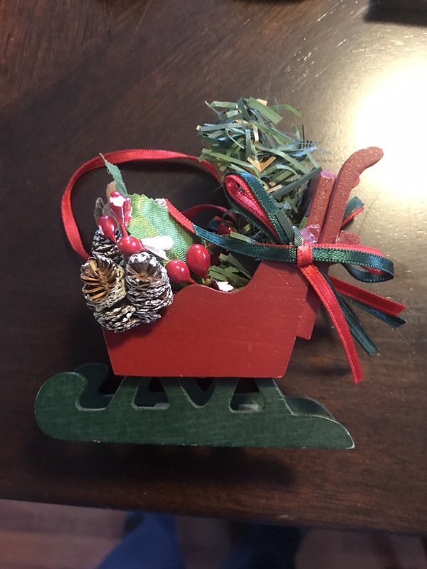 Wooden SLED Sleigh Toys CHRISTMAS Tree ORNAMENT