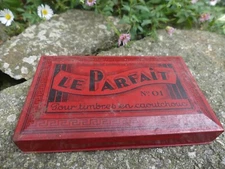 Antique metal box ink stamp "Le Parfait" - No.01 never used 7X11.5c