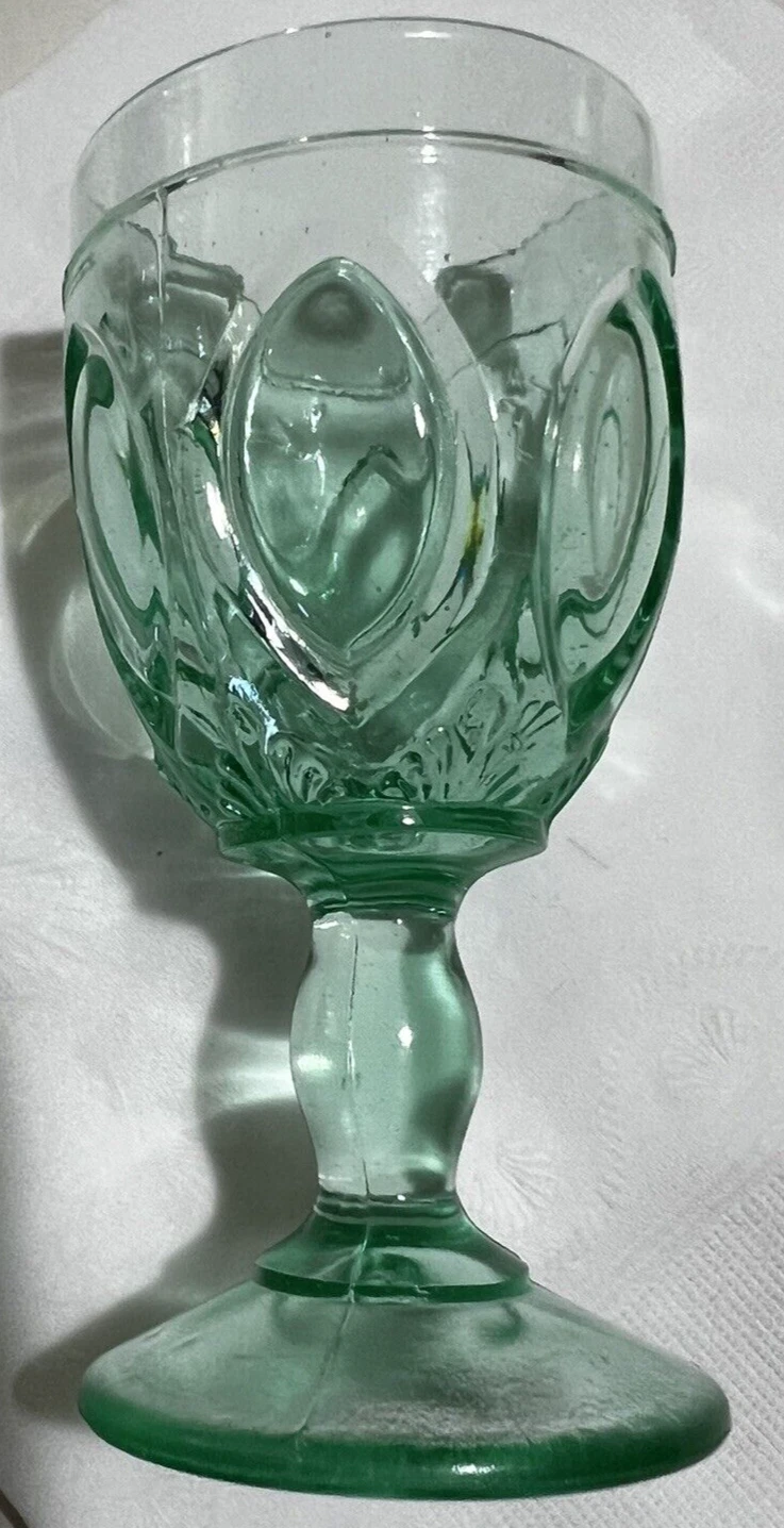 1900s US Glass Co Fan and Mirror 2 oz Stemmed Cordial Pattern 5601 HTF Color