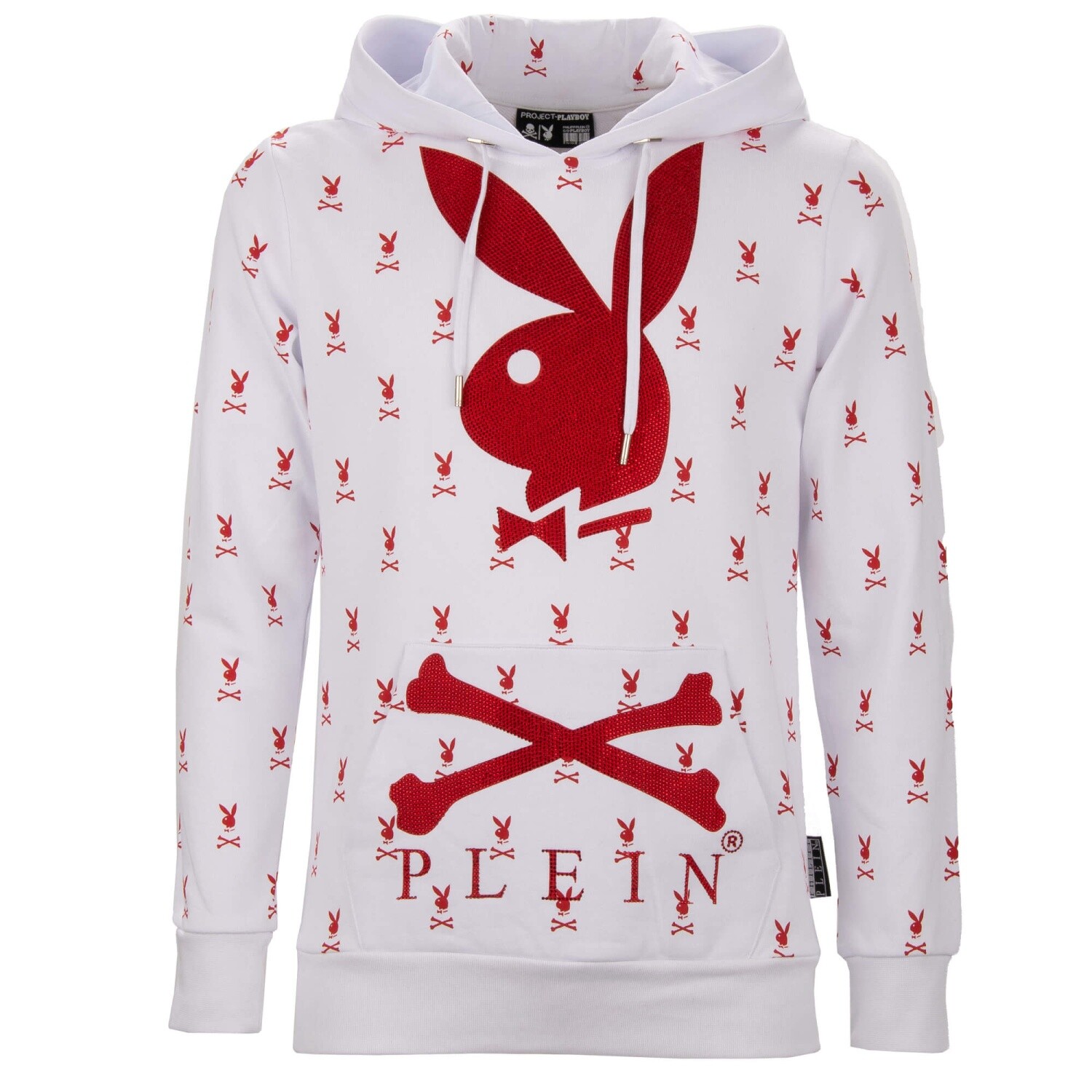 PHILIPP PLEIN x PLAYBOY Свитер с капюшоном и логотипом Crystals Bunny Белый Красный 08370 53290₽