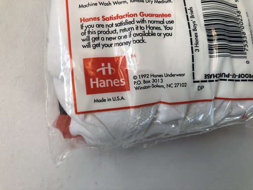 vintage hanes 3-pack boys briefs underwear size 10 deadstock NIP 1992 NOS kids - Picture 4 of 4
