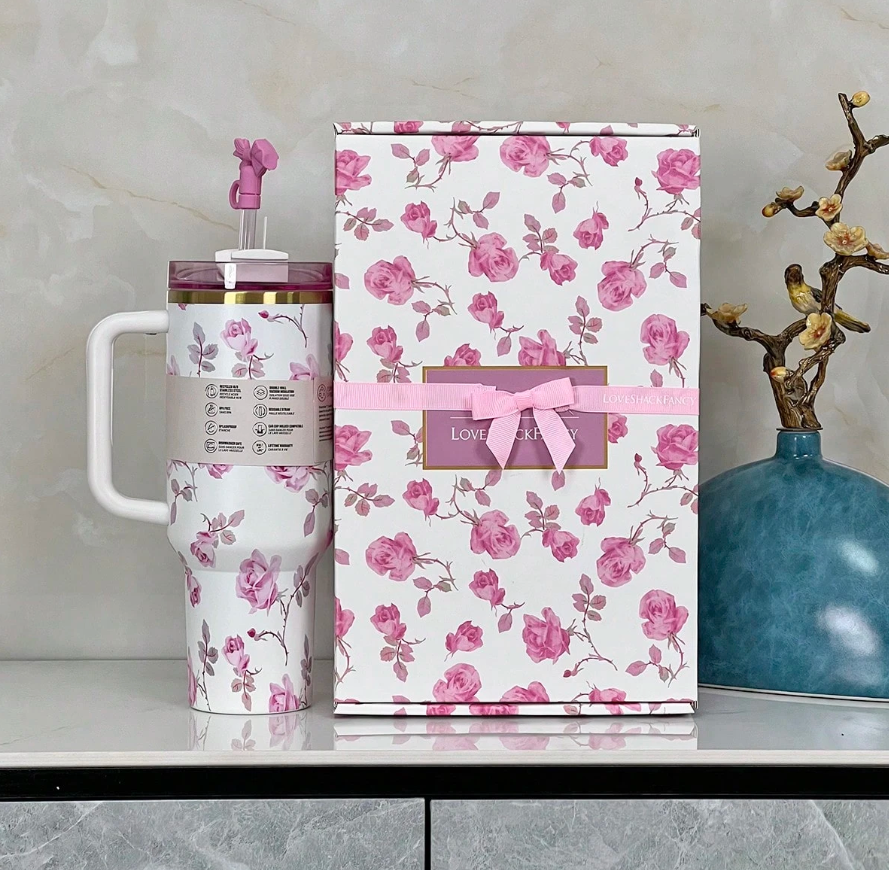 Stanley x Love Shack Fancy 40oz Quencher Tumbler in Ribbon Rosa Pink - New in Box