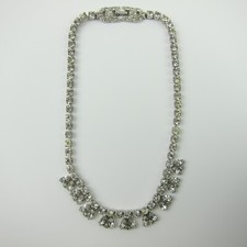 Vintage Garne Rhinestone Bib Necklace Statement Retro Costume Estate Jewelry