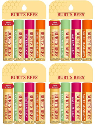 16x / Burt's Bees Lip Balm FRESHLY PICKED Beeswax-Cucumber-Watermelon-Mandarin