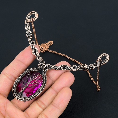 Pink Topas Edelstein Ethnisch Handgemacht Einzigartig Kupfer Wire Schmuck Ls 106 - Bild 3 von 4