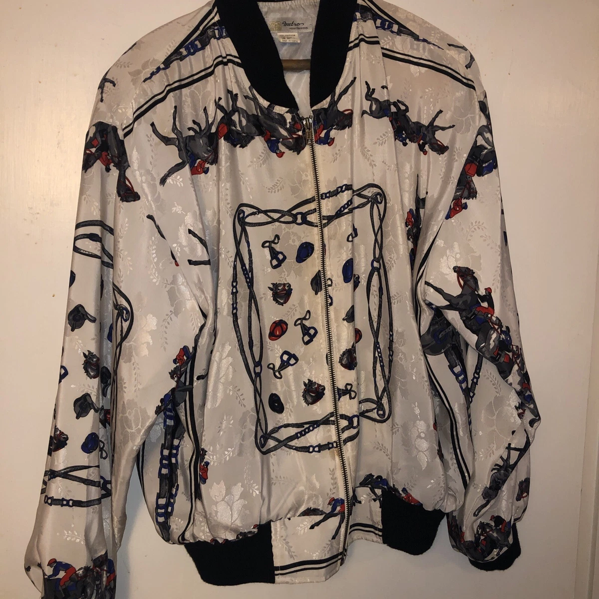 Metro High Fashion Women s M L Vintage HORSE RACING Bomber