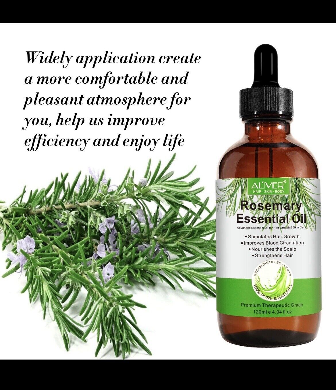 Aliver Rosemary Essential Oil Stimulates Hair Growth Skin Care Nourishes 120 ML