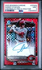 2025 BOWMAN CHROME PROSPECT AUTOS RED X-FRACTOR #CPASS SAMMY STAFURA 4/5 PSA 9